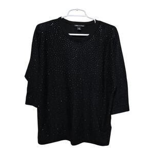 Cable & Gauge Black Embellished Top Women’s Large